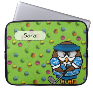 golfer owl laptop sleeve