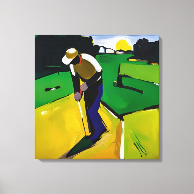 Golfer Painting - Stretched Canvas Art Print (Front)