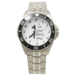 Golfer Par 80th Birthday Black Golf Elegant Dad Watch