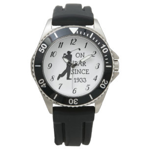 Golfer Par 90th Birthday Black Golf Elegant Dad Watch