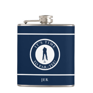 Golfer Par-Tee Funny Golf Monogram Humour For Him Hip Flask