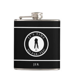 Golfer Par-Tee Funny Golf Monogram Humour For Him Hip Flask