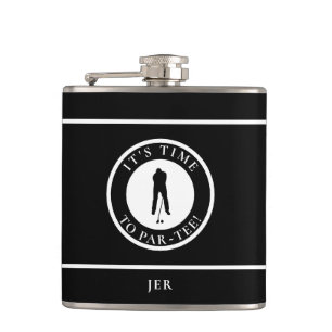 Golfer Par-Tee Funny Golf Monogram Humour For Him Hip Flask