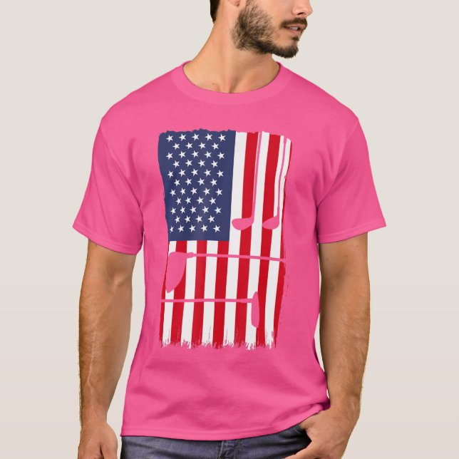 Golfer Patriotic American Flag Golfing Usa America T-Shirt (Front)