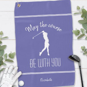 Golfer Periwinkle Blue Golf Course Lady Monogram Golf Towel