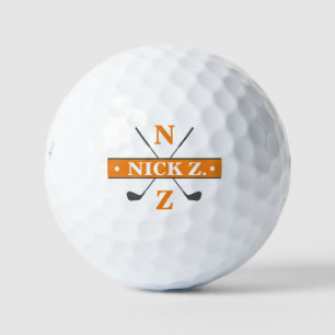 Golfer Personalised 2-initials Orange Branded Golf Balls