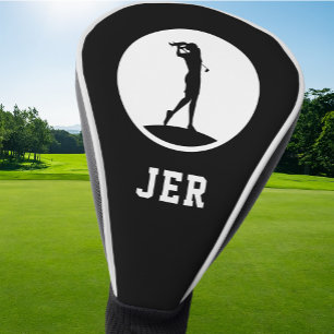 Golfer Personalised Monogrammed Black & White Golf Head Cover