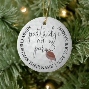Golfer Photo Christmas Golf Gift Partridge Ceramic Tree Decoration