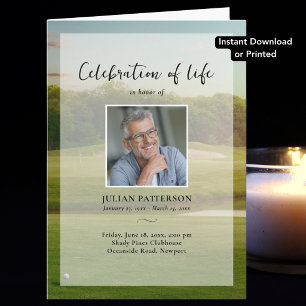Golfer Photo Life Celebration Downloadable Program Card