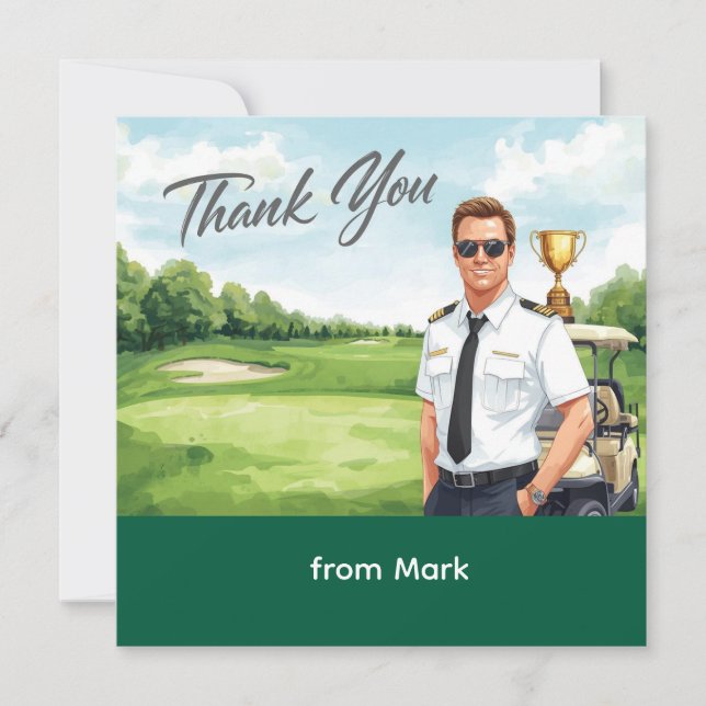Golfer Pilot Aviation Industry Golfing Thank You  (Front)