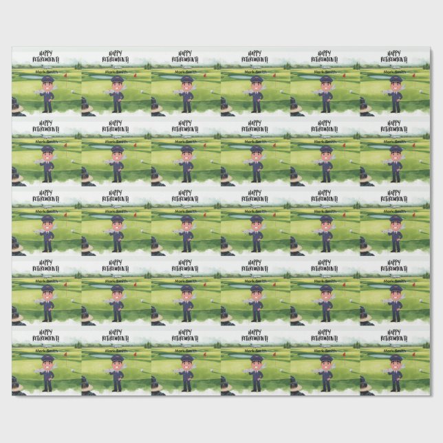 Golfer Pilot retirement  Wrapping Paper (Flat)