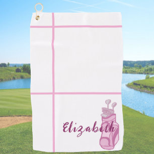 Golfer Pink Golf Bag Preppy Personalised Ladies  Towel
