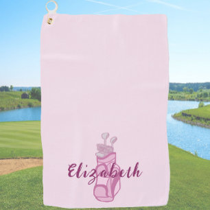 Golfer Pink Golf Bag Preppy Personalised Ladies  Towel