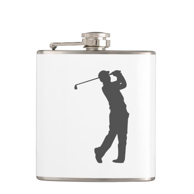 Golfer  player  silhouette hip flask (Front)