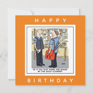 Golfer Postman Loves Golf Cartoon Card