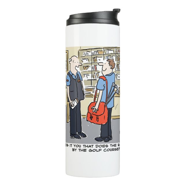 Golfer Postman Loves Golf Cartoon Thermal Tumbler (Rotated Left)