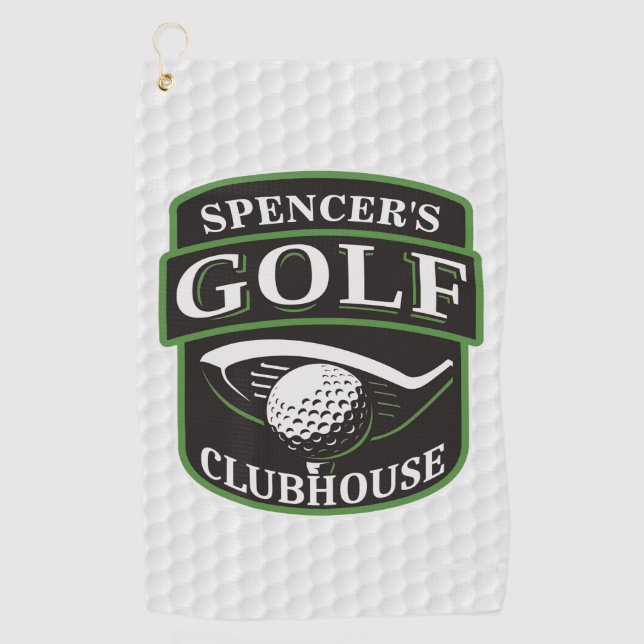 Golfer Pro Golf Player Club Clubhouse Personalised Golf Towel (Front)