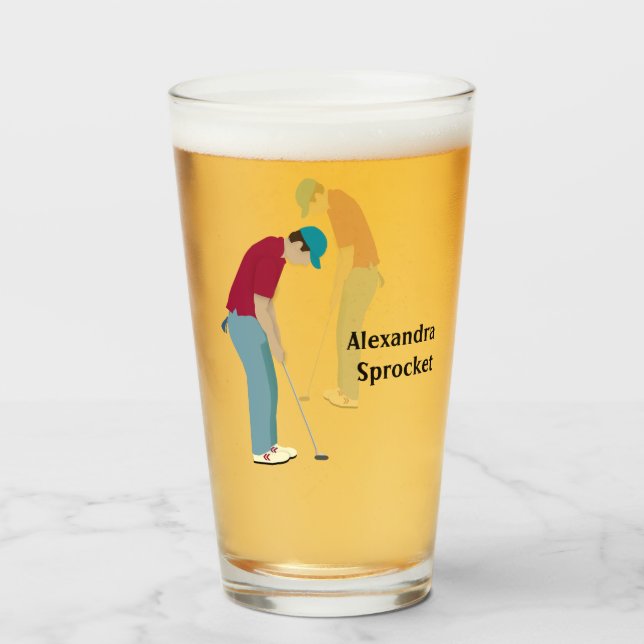 Golfer Putting  Glass (Front Filled)