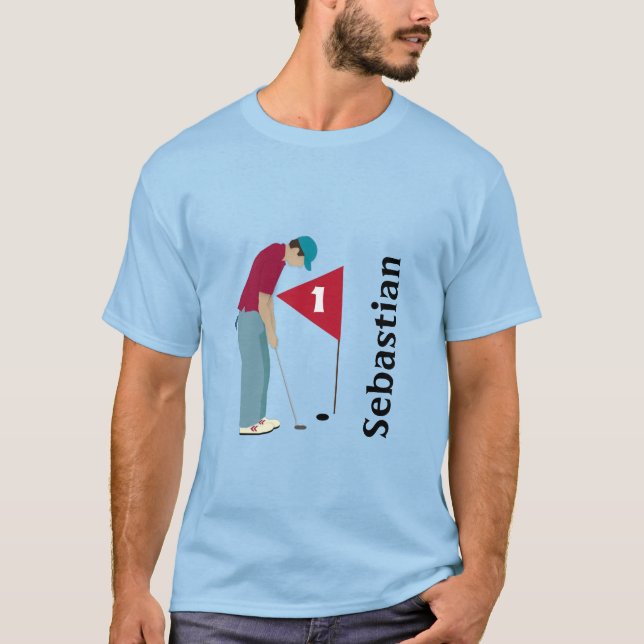 Golfer Putting Golf Ball Design  T-Shirt (Front)