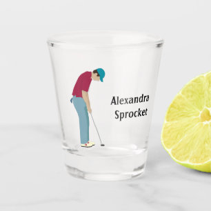 Golfer Putting  Shot Glass