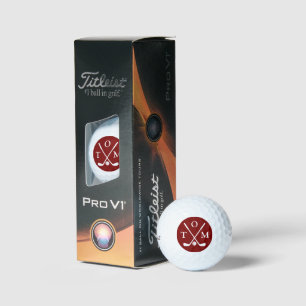 Golfer Red Monogram three letters nick Golf Balls