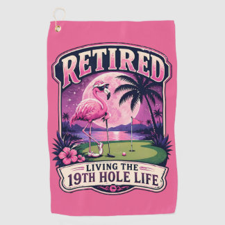 Golfer Retirement Humour 19th Hole Funny Flamingo Golf Towel