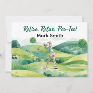 Golfer retirement par tee party golfing on course invitation