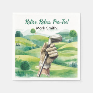 Golfer retirement par tee party golfing on course napkin