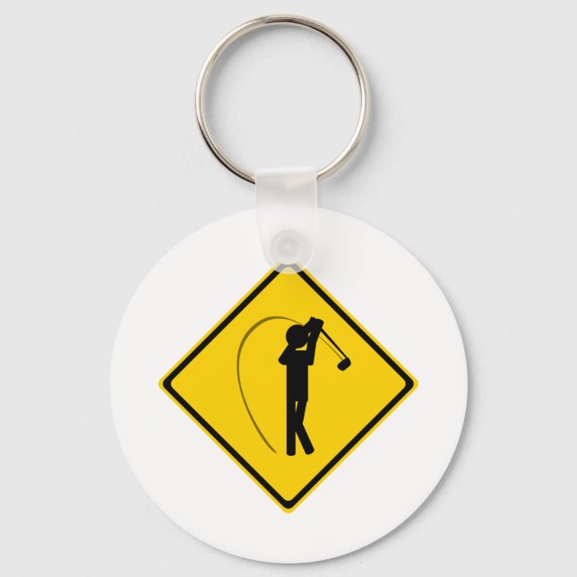 Golfer Road Sign Key Ring (Front)