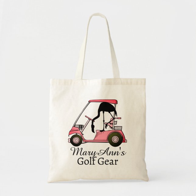 Golfer’s Personalised Flamingo Golf  Tote Bag (Front)