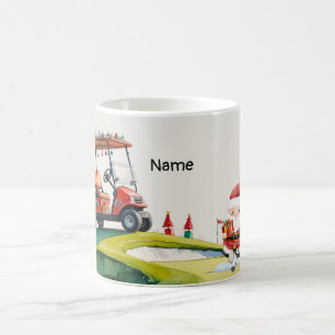 Golfer Santa Claus golfing at course Christmas  Coffee Mug
