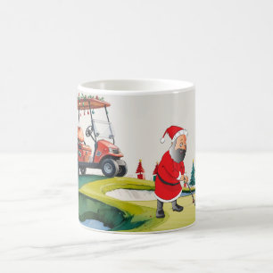 Golfer Santa Claus golfing at course Christmas  Coffee Mug