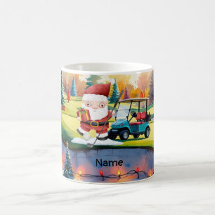 Golfer Santa Claus golfing at course Christmas Coffee Mug