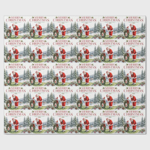 Golfer Santa Claus Golfing in Minnesota on Green Wrapping Paper