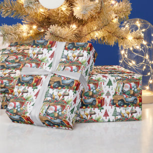 Golfer Santa Claus on Golf Cart Christmas themed Wrapping Paper