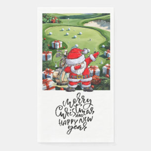 Golfer Santa Cluas Dabbing Golf Christmas Party Napkin