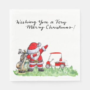 Golfer Santa Cluas Dabbing Golf Christmas Party Napkin