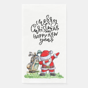 Golfer Santa Cluas Dabbing Golf Christmas Party Napkin