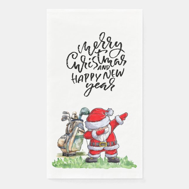 Golfer Santa Cluas  Dabbing Golf Christmas Party  Napkin (Front)