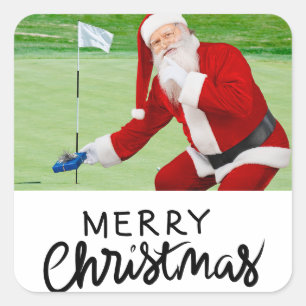 Golfer Santa on Green for Christmas  Square Sticker