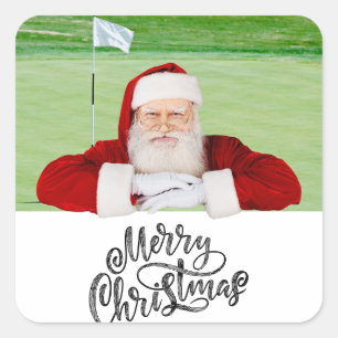 Golfer Santa on Green for Christmas  Square Sticker