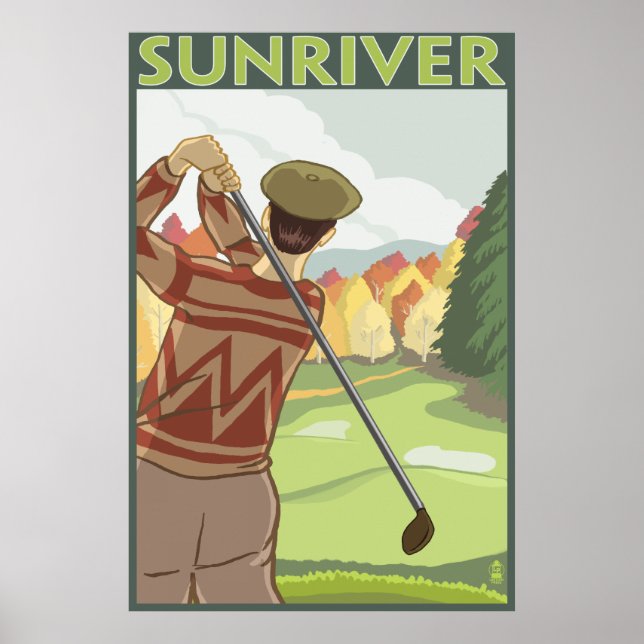 Golfer Scene - Sun River, Oregon Poster (Front)