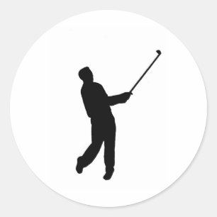 Golfer silhouette classic round sticker