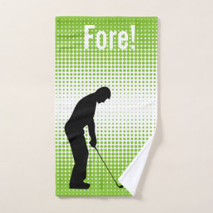 Golfer Silhouette Green Golf Hand Towel