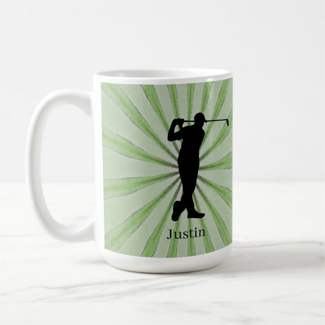 Golfer Silhouette Personalise Coffee Mug (Left)