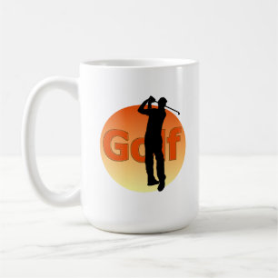 Golfer Silhouette Sunset Coffee Mug