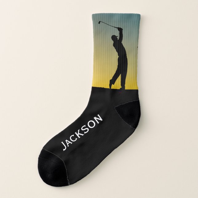 Golfer Silhouetted at Sunset Socks (Left Outside)