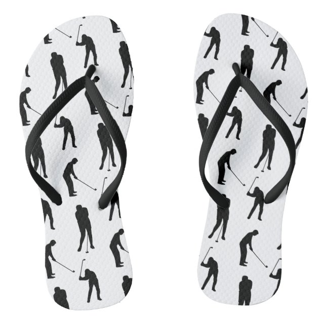 Golfer Silhouettes Black and White Pattern Jandals (Footbed)