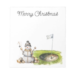 Golfer Snowman in the golf course Notepad