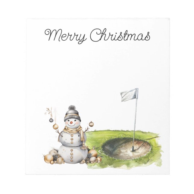 Golfer Snowman in the golf course Notepad (Front)